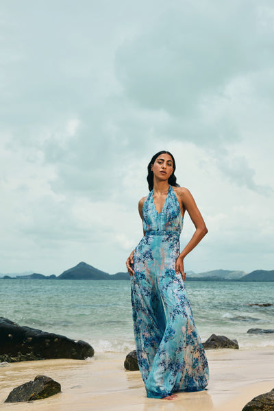 Anita Dongre Aberfa Jumpsuit Blue indian designer wear online shopping melange singapore