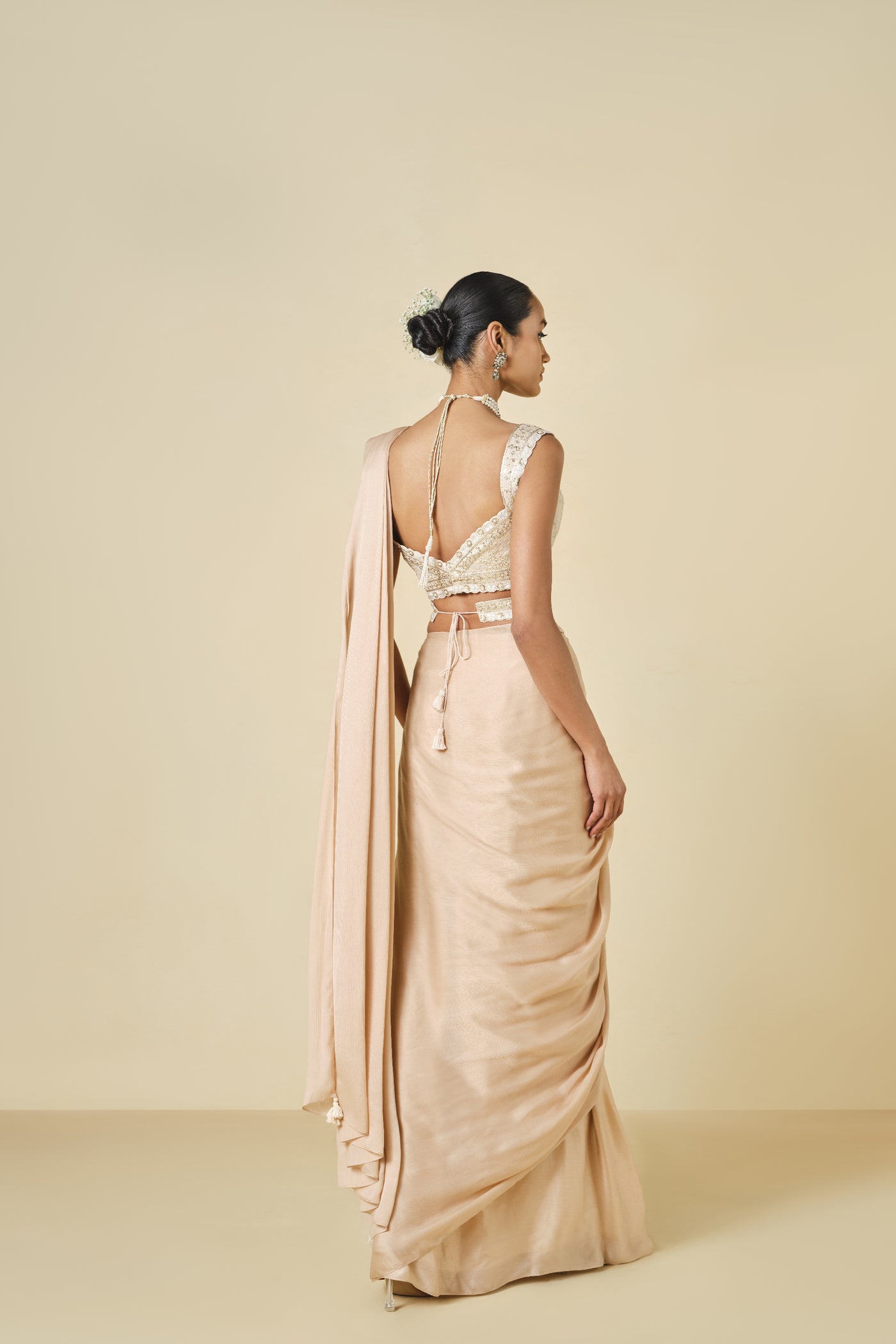 Anita Dongre Carmala Pre-draped Saree Hazelnut indian designer wear online shopping melange singapore
