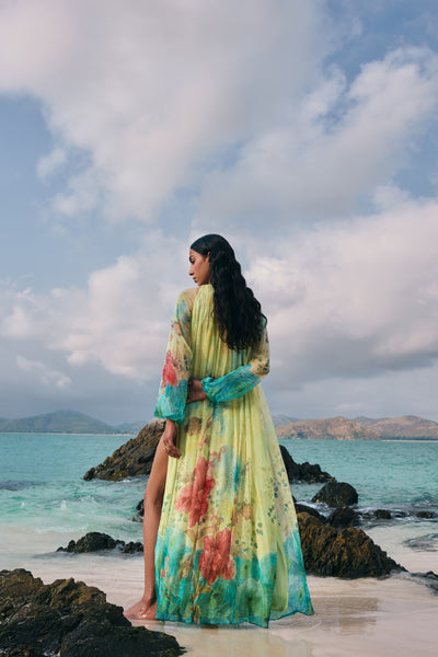 Anita Dongre Emmylou Kaftan Yellow indian designer wear online shopping melange singapore