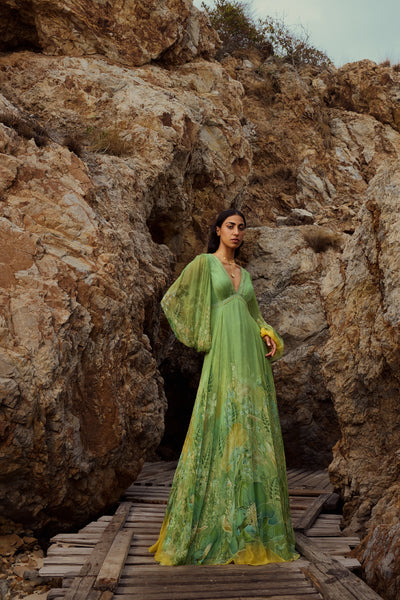Anita Dongre Ivresse Gown Lime indian designer wear online shopping melange singapore