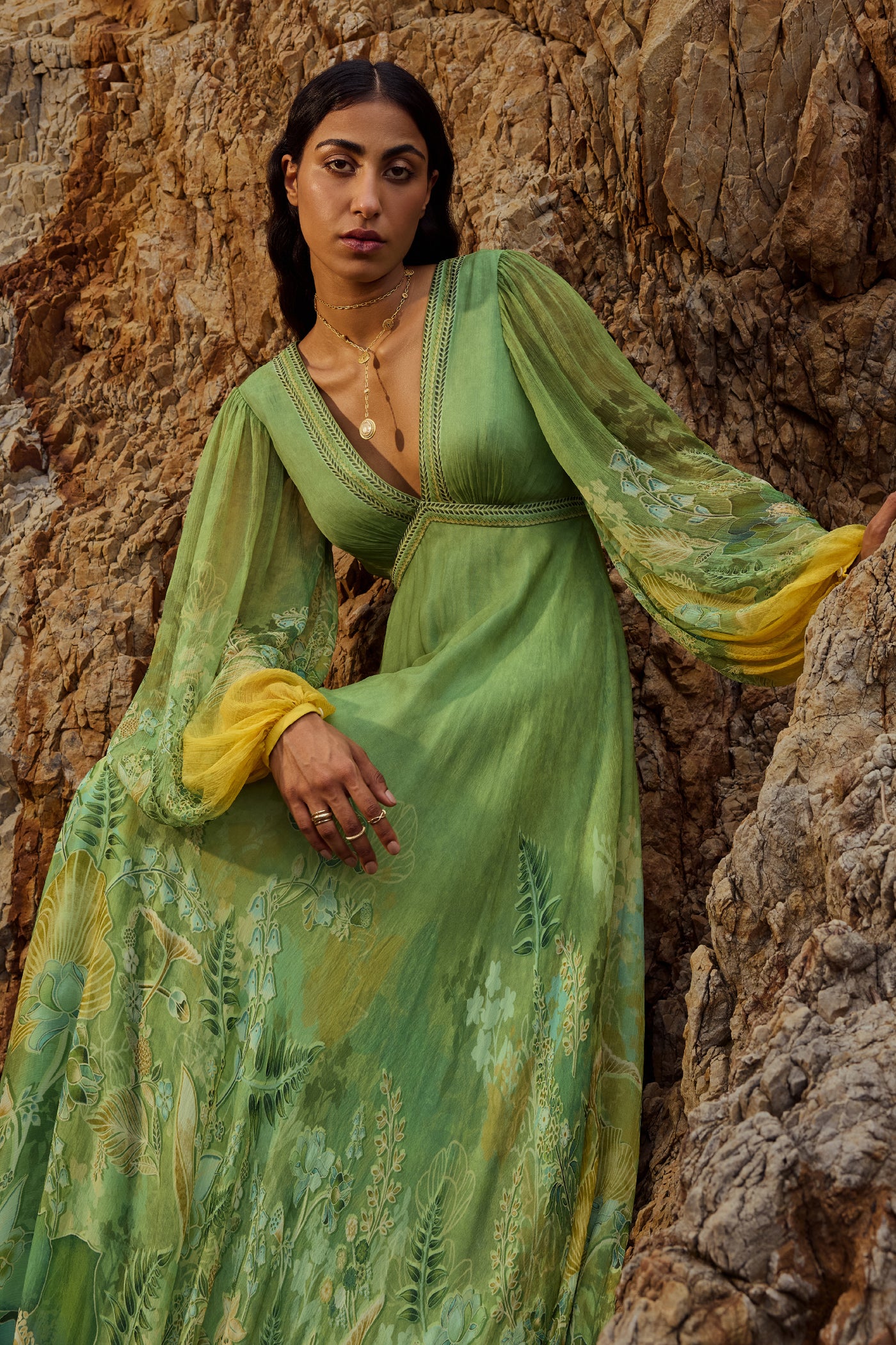 Anita Dongre Ivresse Gown Lime indian designer wear online shopping melange singapore