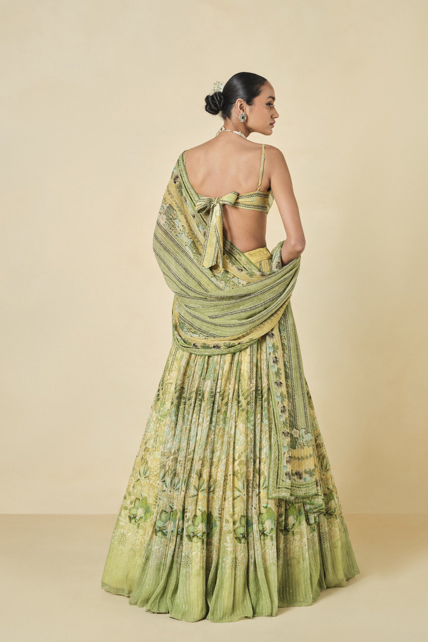 Anita Dongre Myuna Sequin Georgette Lehenga Sageindian designer wear online shopping melange singapore
