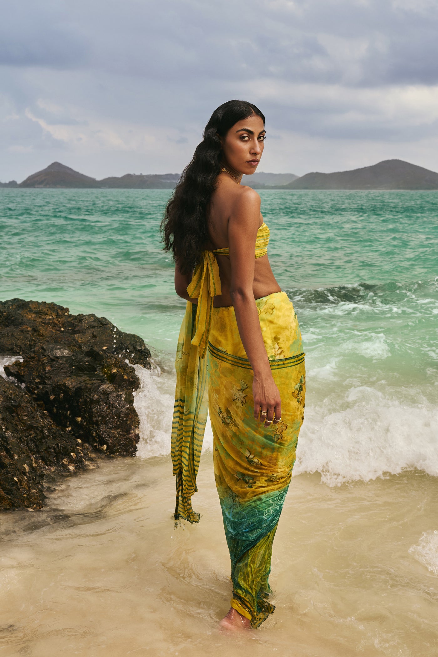 Anita Dongre Ramone Chiffon Saree Sage indian designer wear online shopping melange singapore