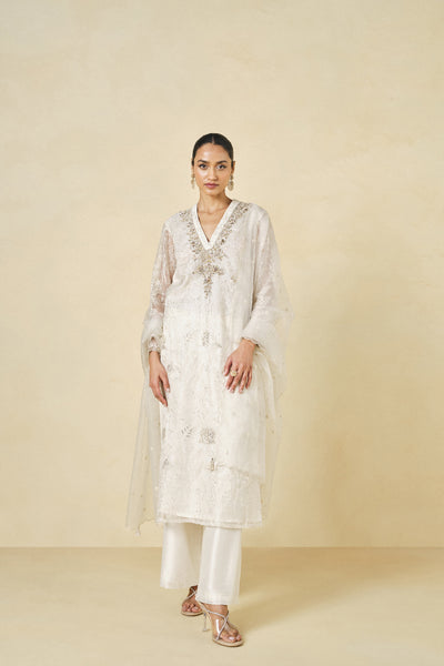 Anita Dongre Samandar Embroidered Suit Set Cream indian designer wear online shopping melange singapore