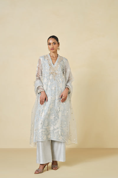 Anita Dongre Samandar Embroidered Suit Set Powder Blue indian designer wear online shopping melange singapore