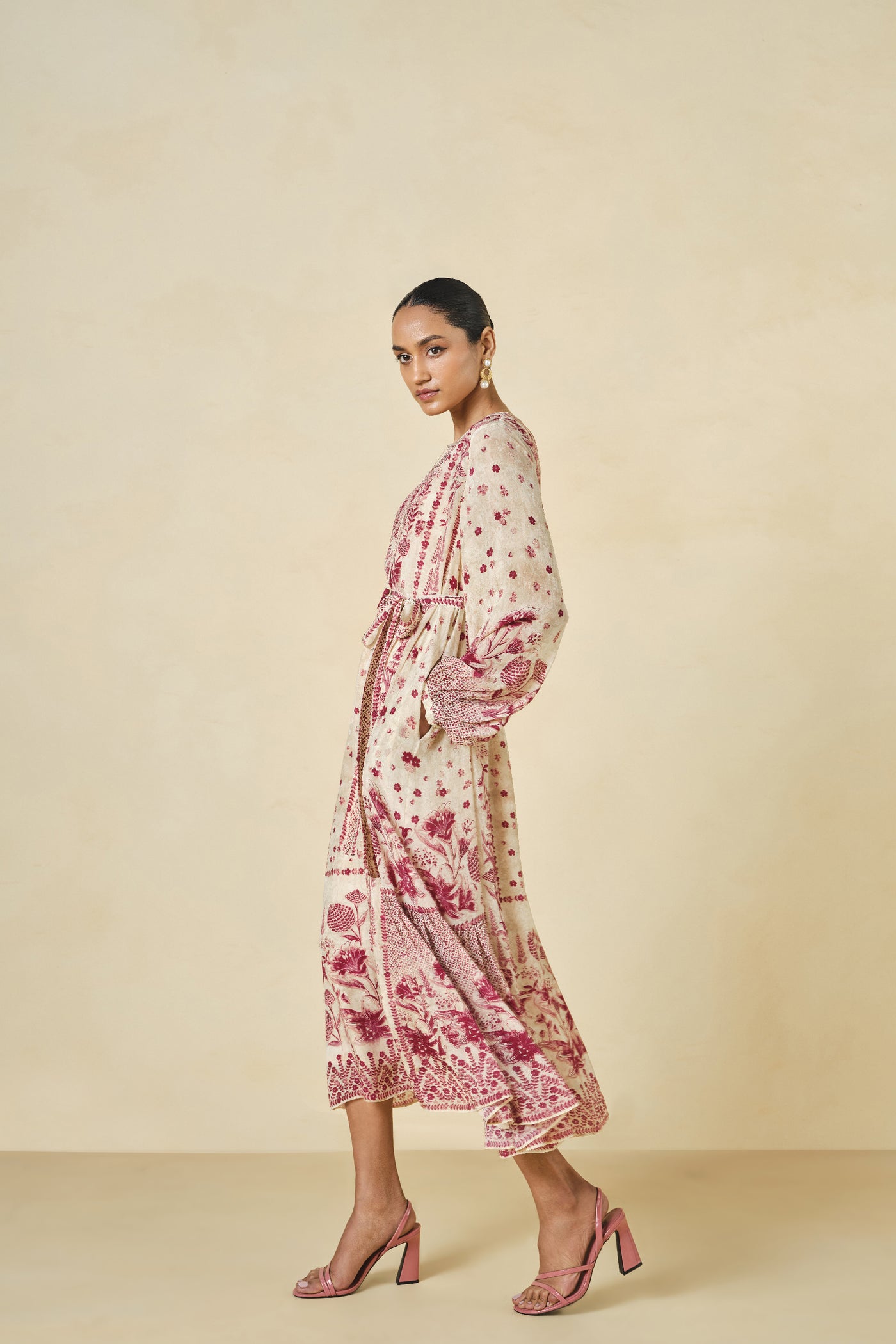 Anita Dongre Stefanski Printed Dress Cream indian designer wear online shopping melange singapore