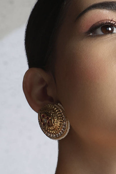 Joules by Radhika Multi Colour Stud Earring Gold indian designer wear online shopping melange singapore