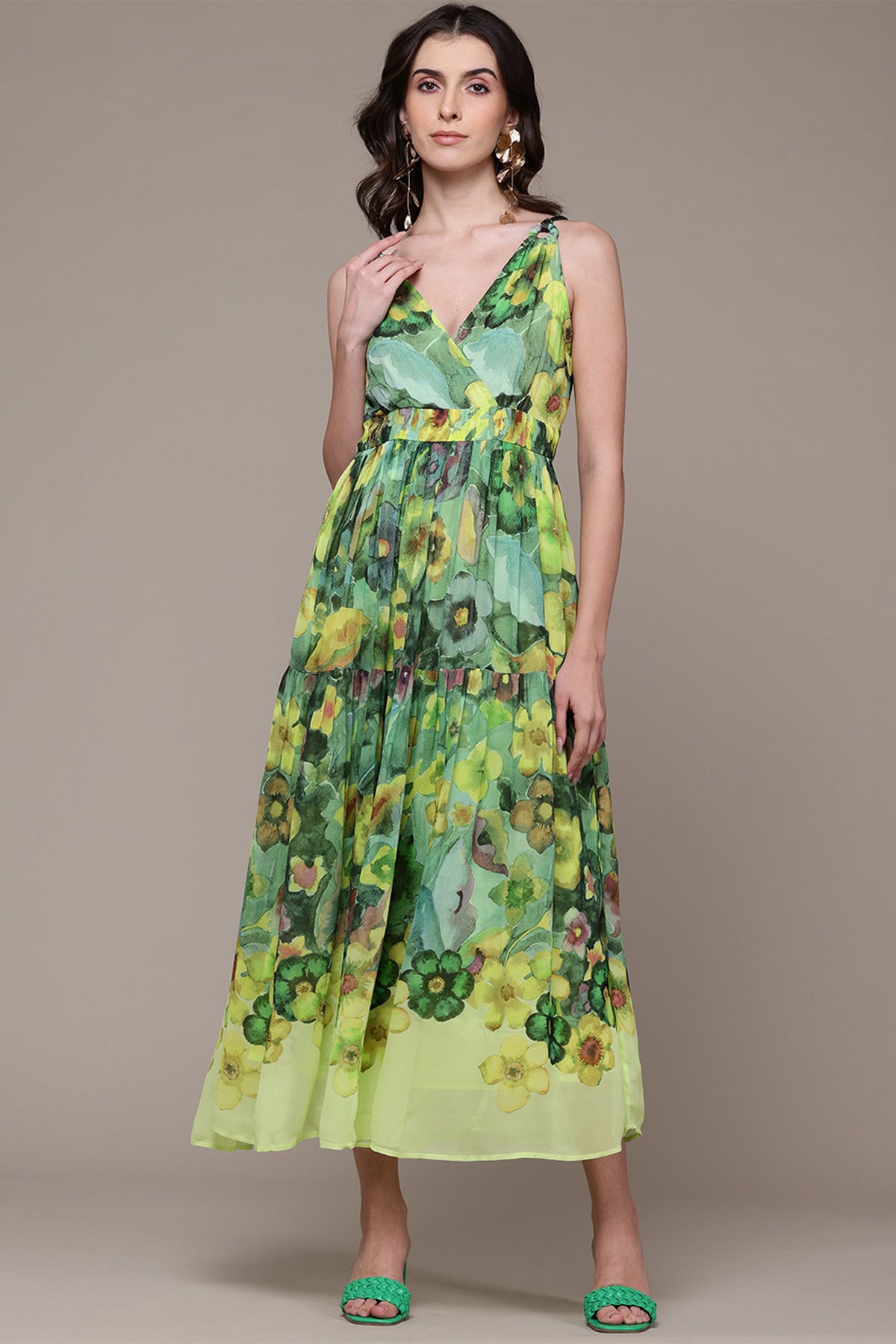 LABEL RITU KUMAR Women Agua Floral Print Fit & Flare Maxi Dress For Women (Green, XL) LABEL RITU KUMAR Women Agua Floral Print Fit & Flare Maxi Dress For Women (Green, XL)