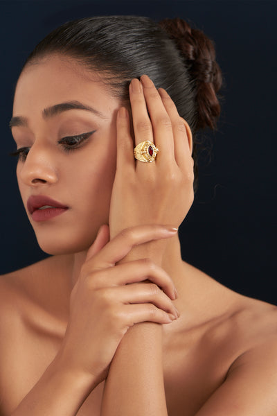 Maalicious Garnet Poison ring indian designer wear online shopping melange singapore