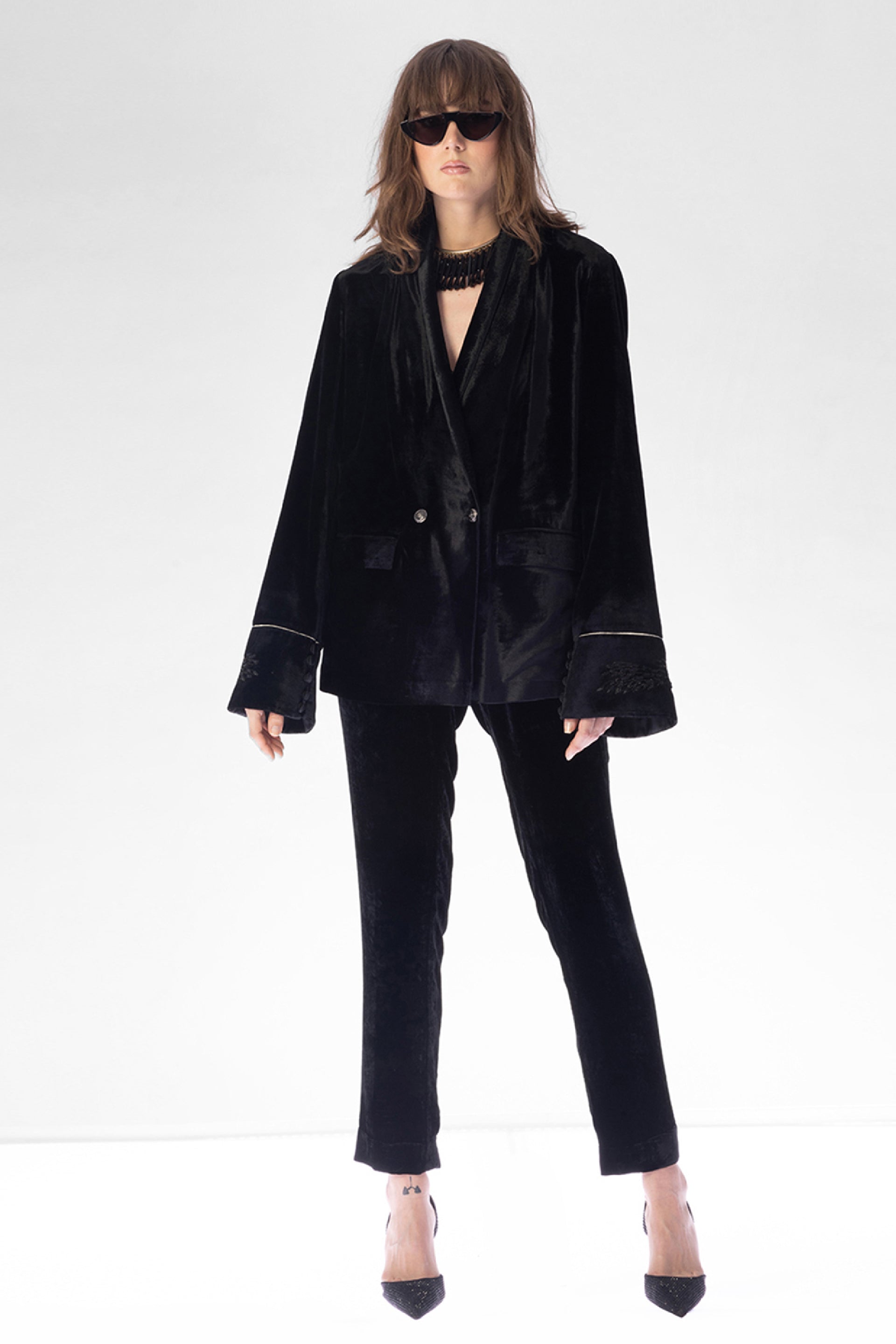 Onyx Black Velvet Jacket Melange Singapore