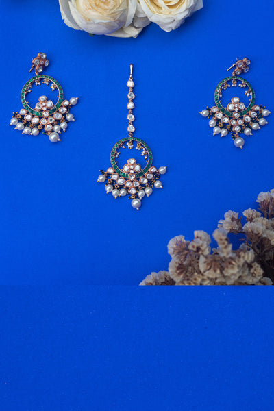 Zevar Kundan Necklace Set Green jewellery Indian designer wear online shopping melange singapore