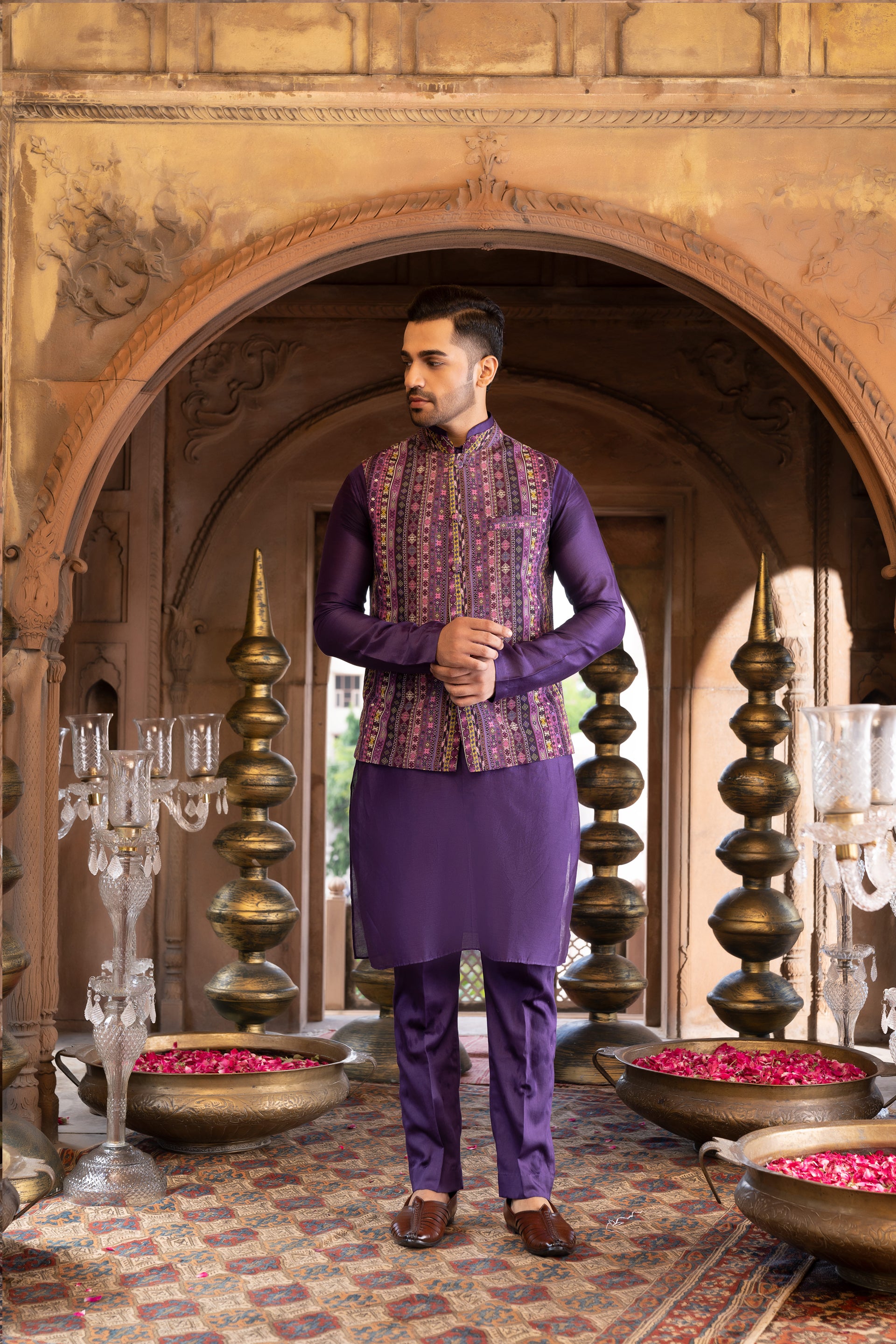 Purple Cotton Kurta Set main image 0