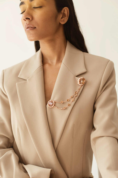 Esme Condor Brooch gold pink fashion jewellery online shopping melange singapore indian designer wear