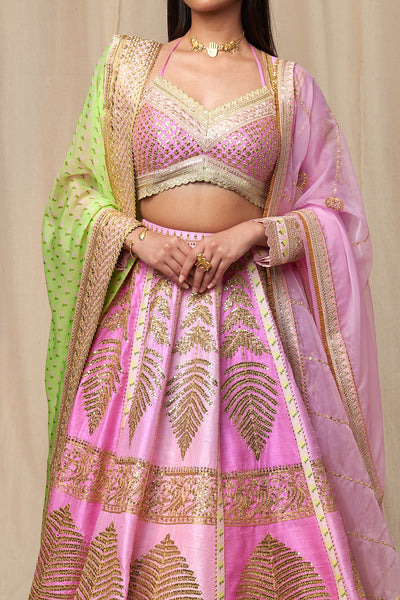 Masaba Barfi Pink ‘Paan-Patti’ lehenga festive indian designer wear online shopping melange singapore