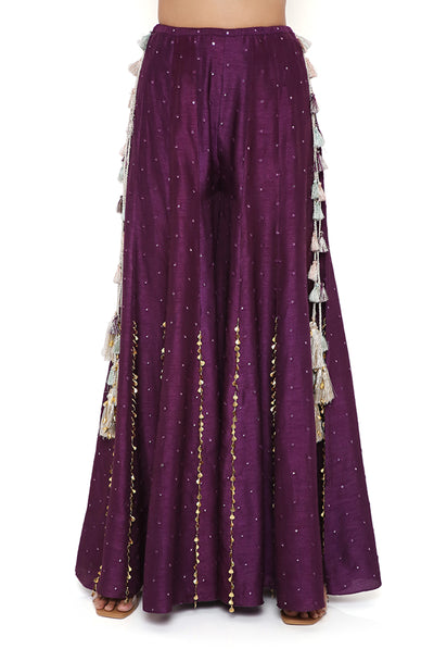 payal singhal Purple Georgette Embroidered Choli With Abla Silk Sharara festive indian designer wear online shopping melange singapore