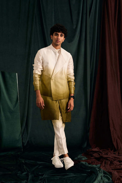 Project bandi menswear Moss Ombre Modal Linen Asymmetric Bandi festive indian designer wear online shopping melange singapore