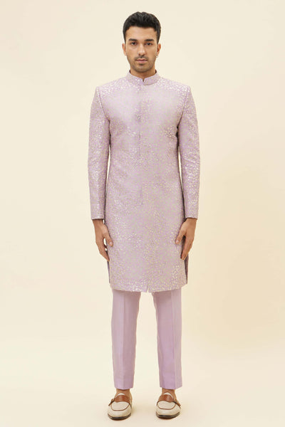 SVA Lilac Emb Jaal Sherwani With Lilac Pants indian designer fashion online shopping melange singapore