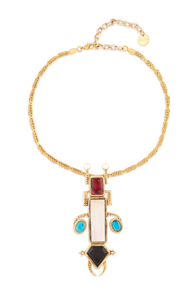 Valliyan gold deco space insect necklace  fashion jewellery online shopping melange singapore indian designer wear