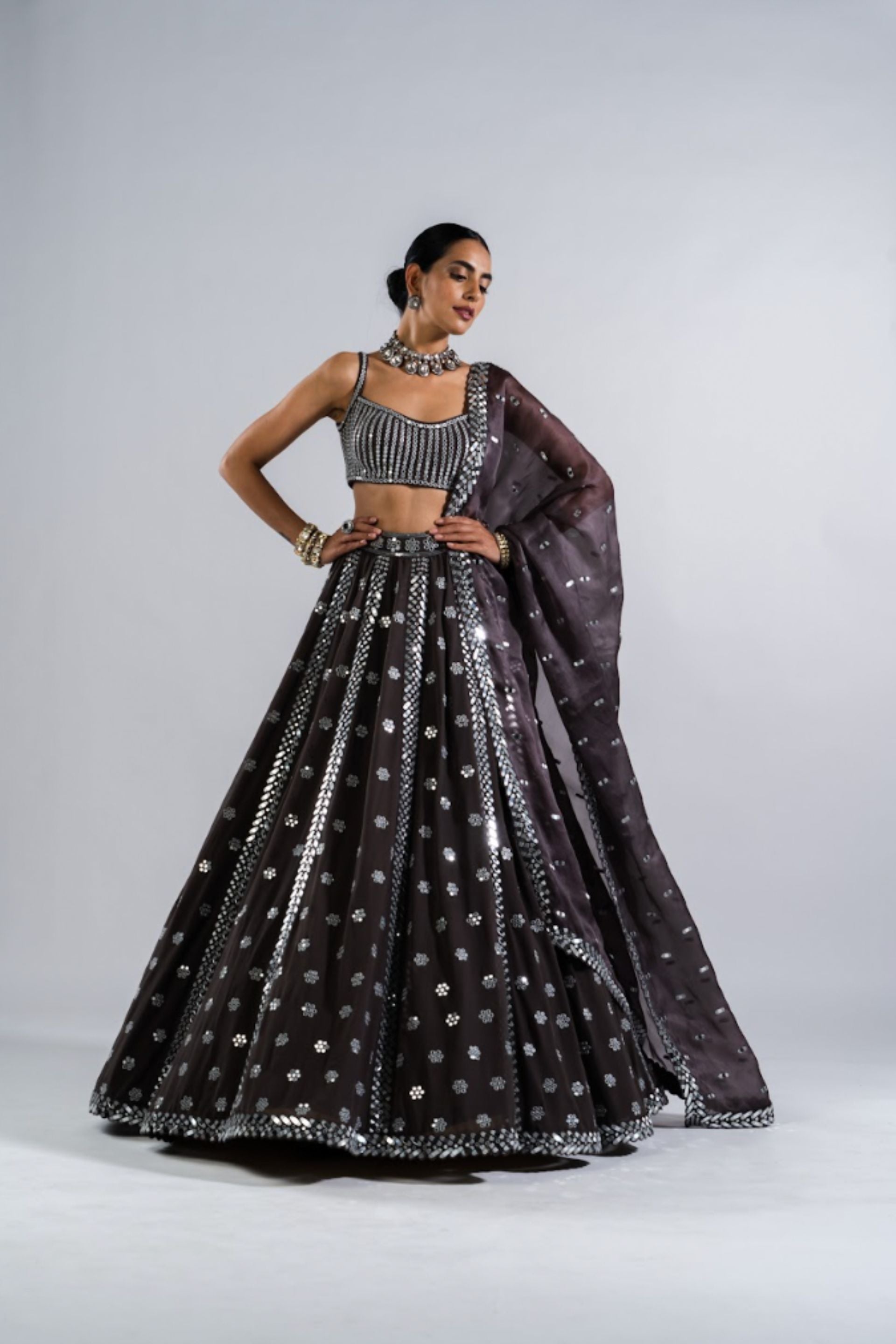Grey Lehenga Set main image 1