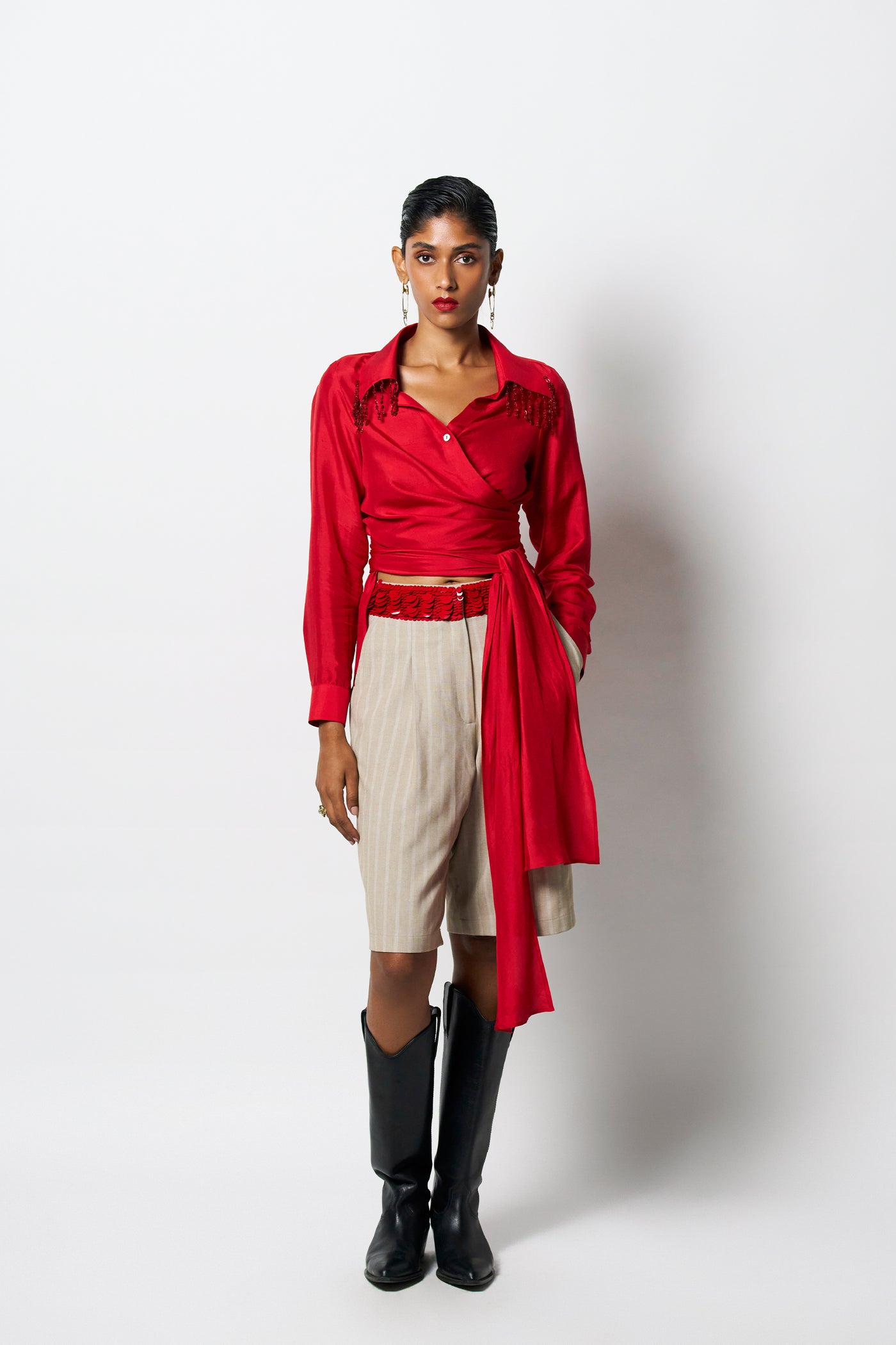 431-88 by Shweta Kapur Beaded Kim Shirt Indian designer wear online shopping melange singapore