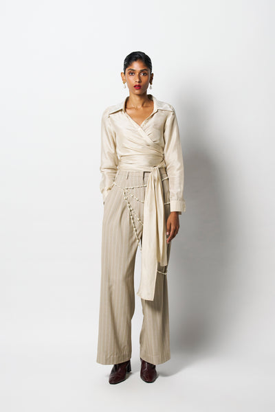 431-88 by Shweta Kapur Latte Pants Indian designer wear online shopping melange singapore