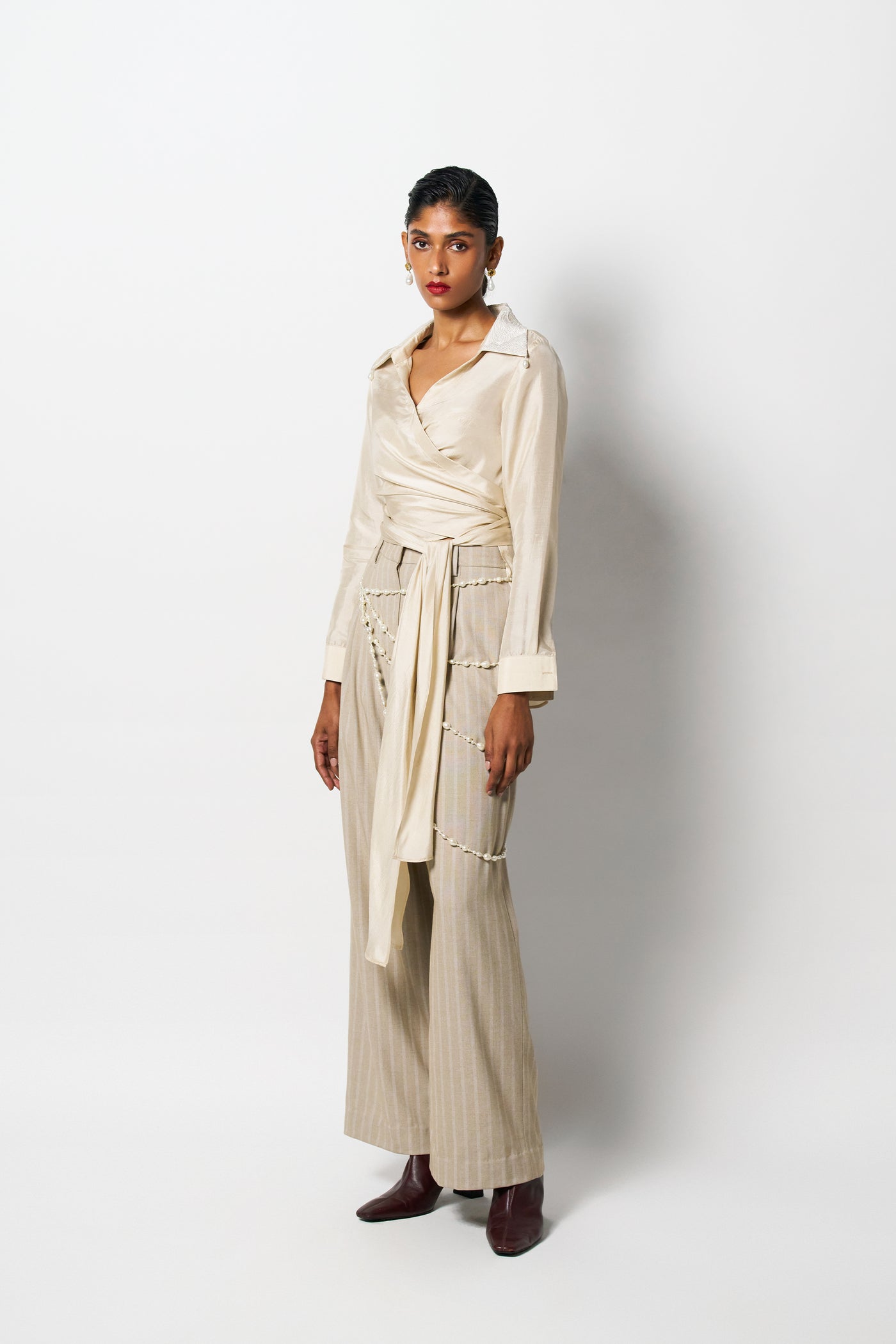 431-88 by Shweta Kapur Latte Pants Indian designer wear online shopping melange singapore