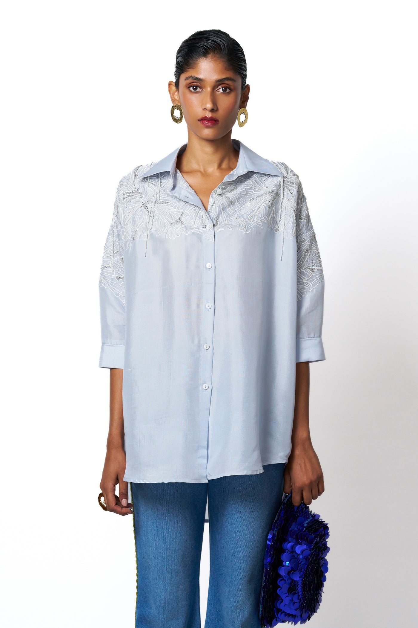 431-88 by Shweta Kapur Ro Shirt Indian designer wear online shopping melange singapore