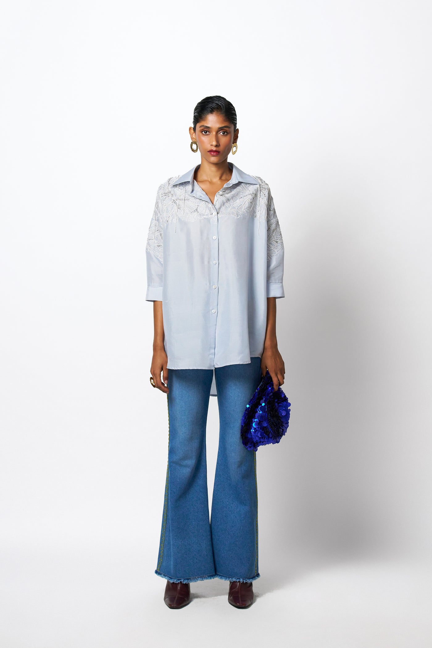 431-88 by Shweta Kapur Ro Shirt Indian designer wear online shopping melange singapore