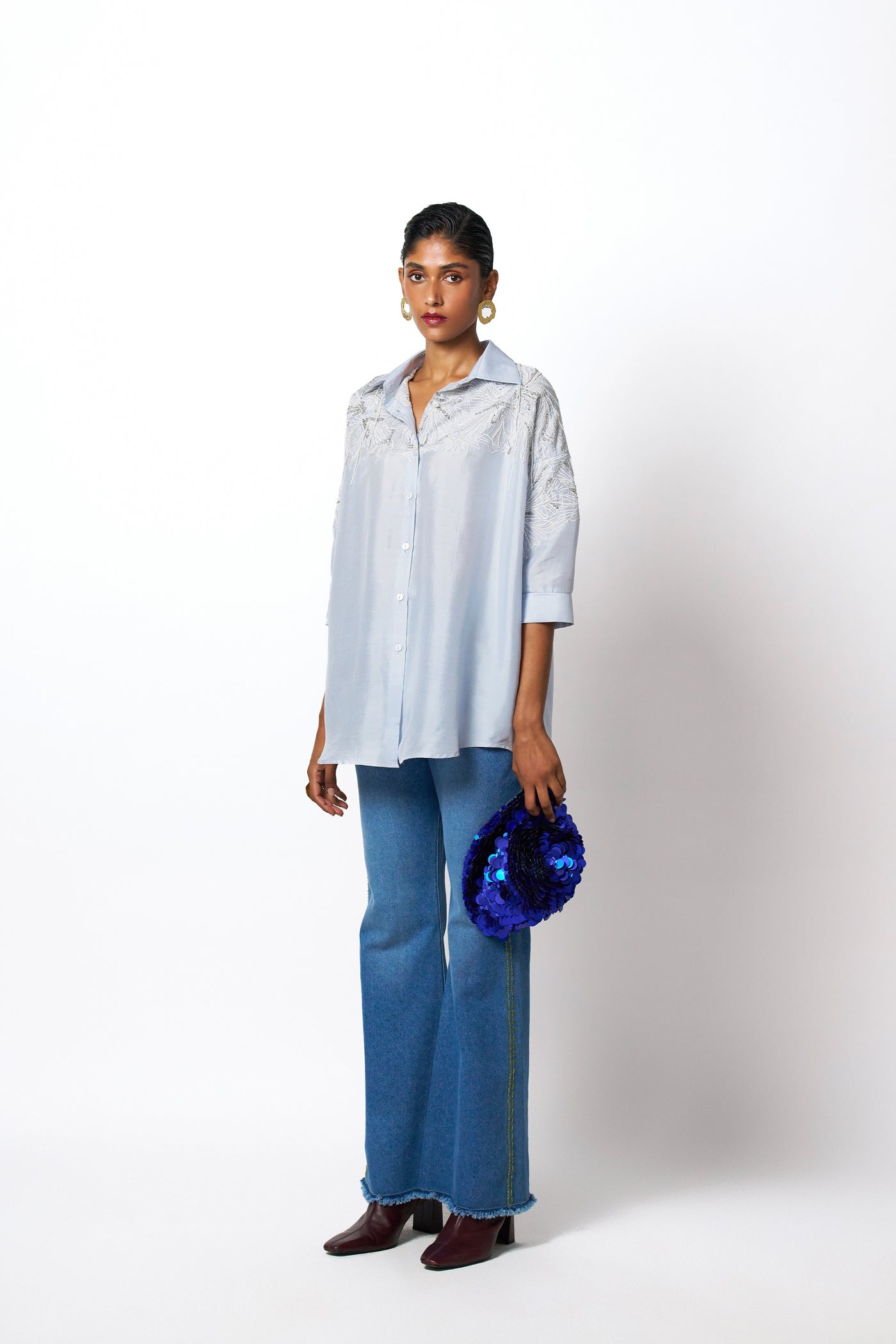 431-88 by Shweta Kapur Ro Shirt Indian designer wear online shopping melange singapore