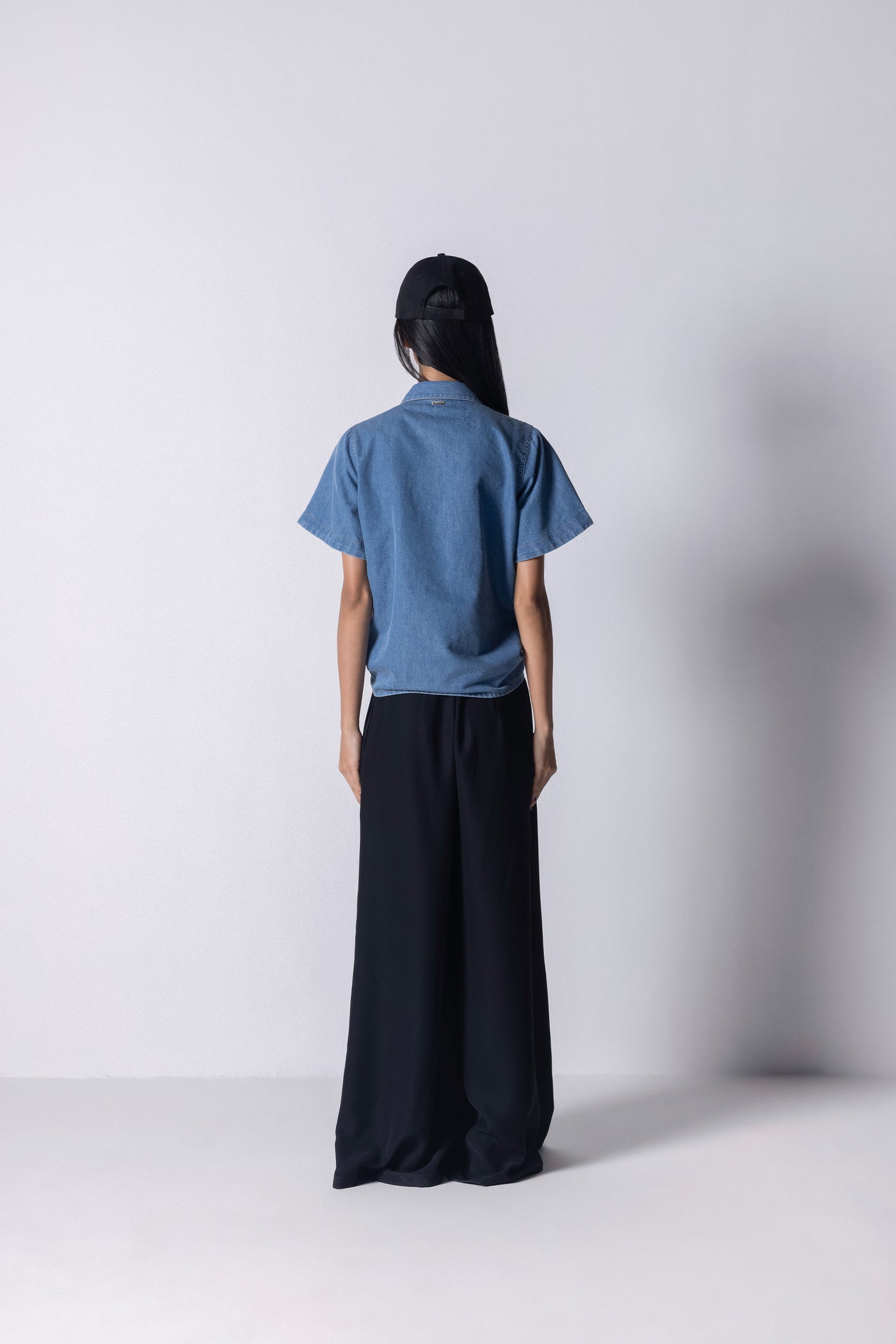 431-88 by Shweta Kapur Ak Denim Shirt indian designer wear online shopping melange singapore
