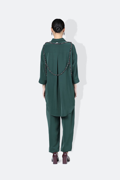 431-88 by Shweta Kapur Army Set With Cluster String Forest Green indian designer wear online shopping melange singapore