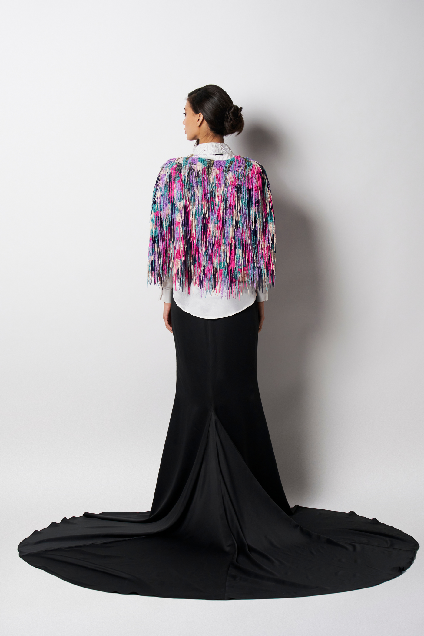 431-88 by Shweta Kapur Bead Fringe Cape Indian designer wear online shopping melange singapore