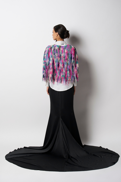 431-88 by Shweta Kapur Bead Fringe Cape Indian designer wear online shopping melange singapore