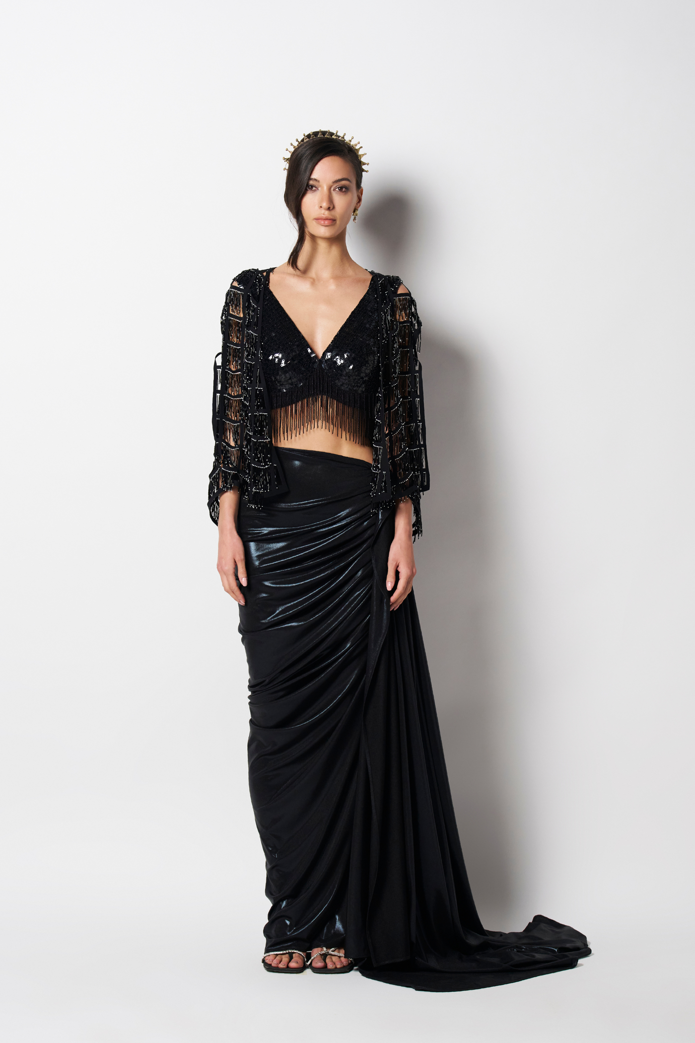 431-88 by Shweta Kapur Cutwork Bead Cape Indian designer wear online shopping melange singapore