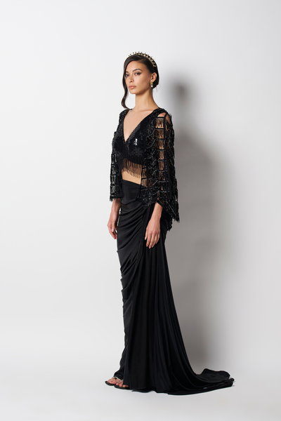 431-88 by Shweta Kapur Cutwork Bead Cape Indian designer wear online shopping melange singapore
