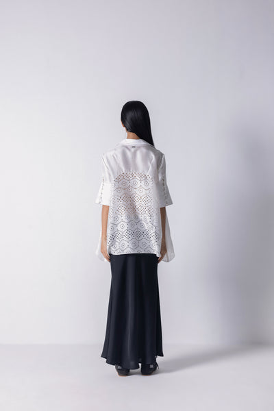 431-88 by Shweta Kapur Cutwork Godet Shirt indian designer wear online shopping melange singapore