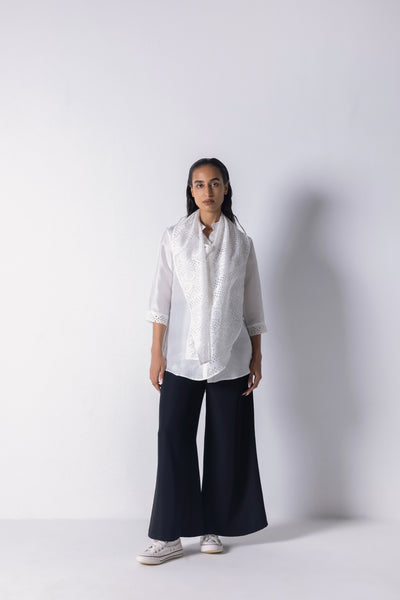 431-88 by Shweta Kapur Cutwork Scarf Shirt indian designer wear online shopping melange singapore
