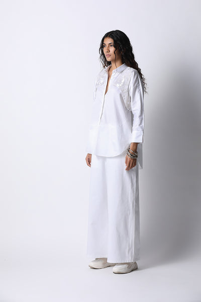 431-88 by Shweta Kapur Denim Palazzo indian designer wear online shopping melange singapore