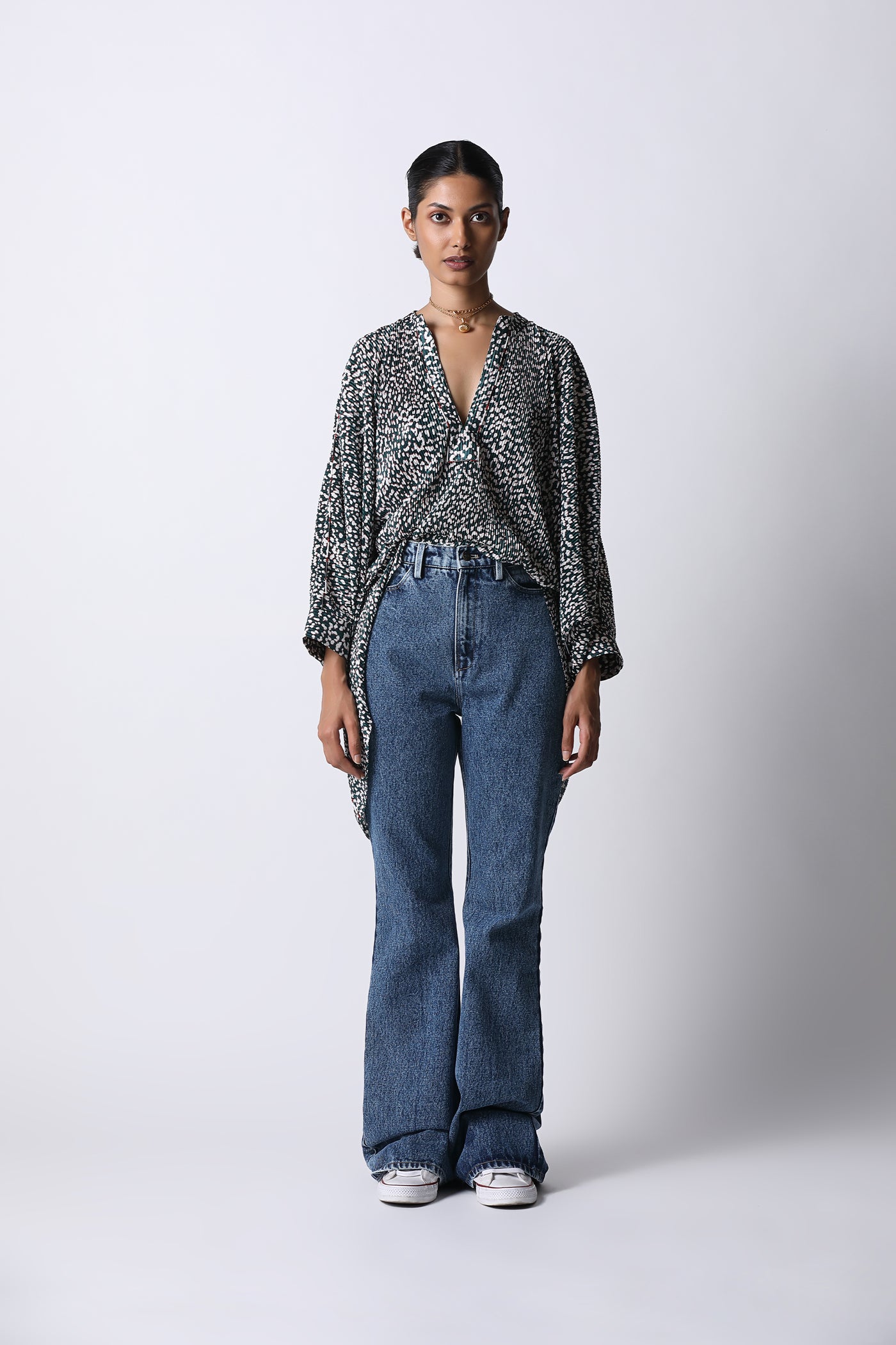 431-88 by Shweta Kapur Flared Jeans indian designer wear online shopping melange singapore