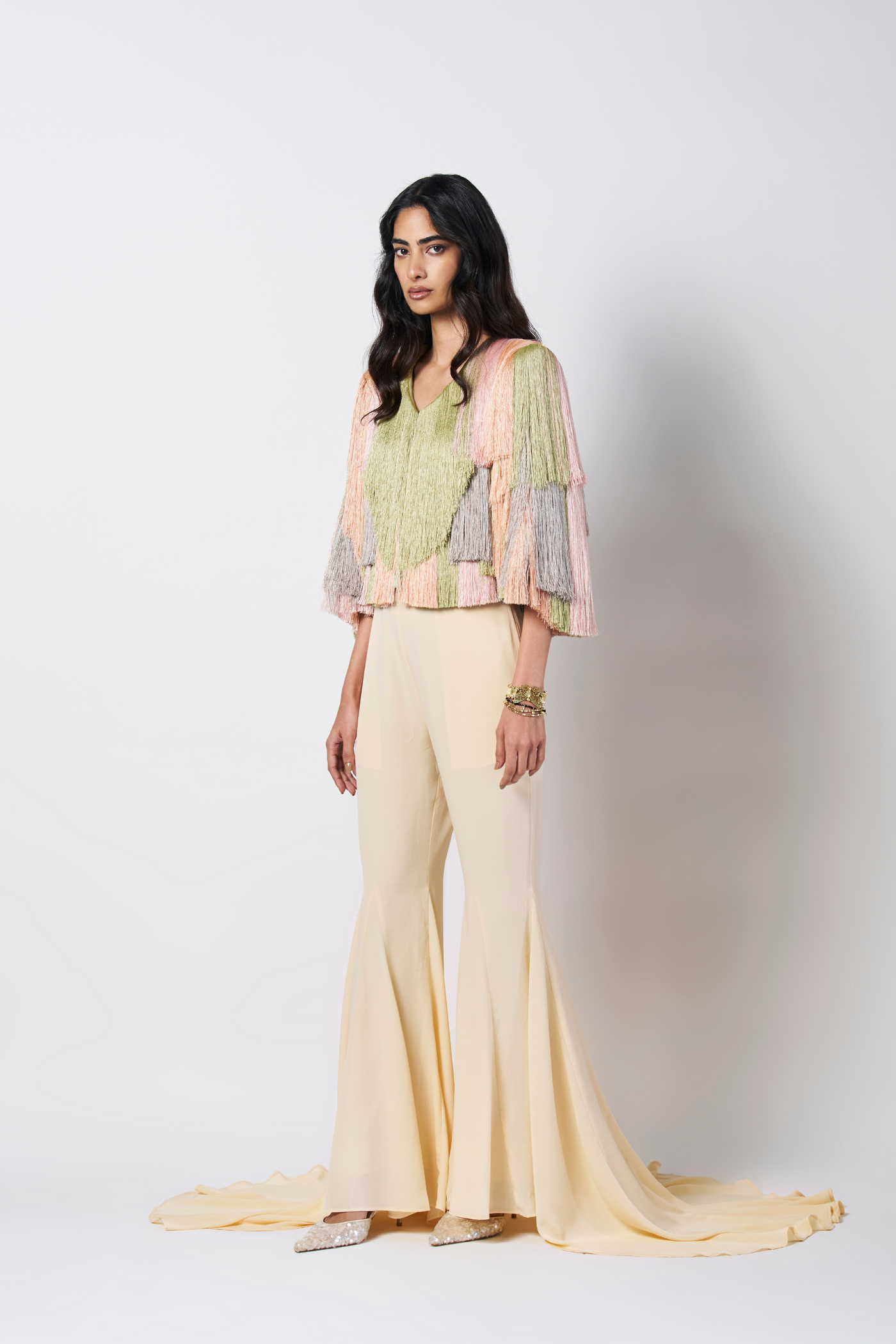 431-88 by Shweta Kapur Fringe Cape Indian designer wear online shopping melange singapore
