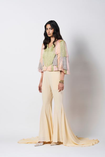 431-88 by Shweta Kapur Fringe Cape Indian designer wear online shopping melange singapore
