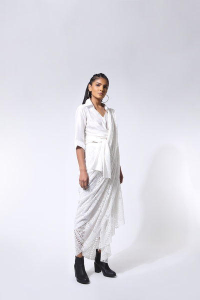 431-88 by Shweta Kapur Godet Sari  indian designer wear online shopping melange singapore