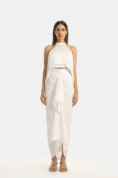 431-88 by Shweta Kapur Halter Fringe Top indian designer wear online shopping melange singapore