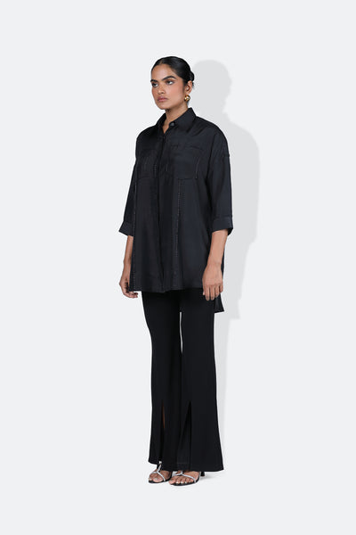 431-88 by Shweta Kapur Lola Shirt Black With Electric Blue indian designer wear online shopping melange singapore