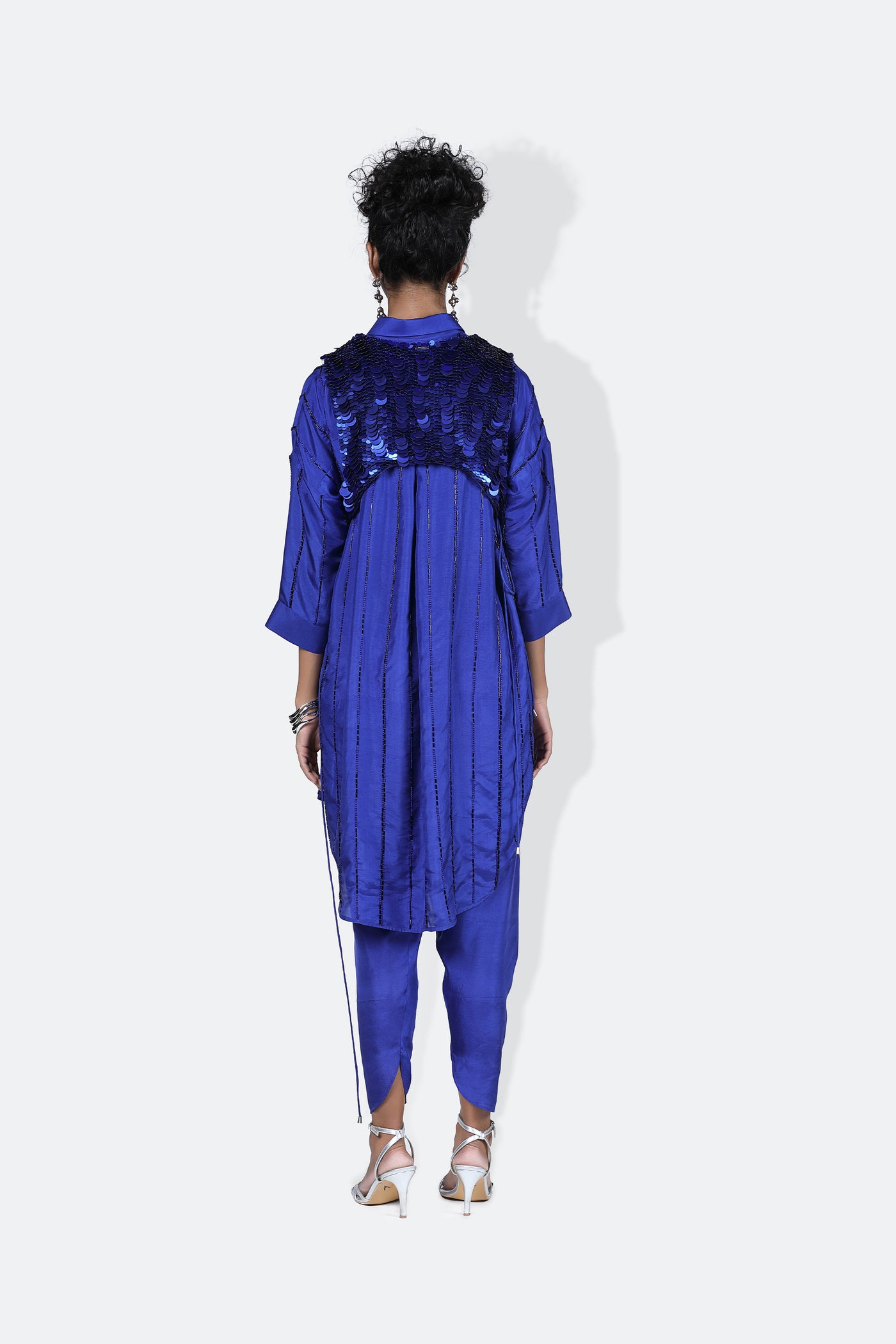 431-88 by Shweta Kapur Mara Shirt Electric Blue indian designer wear online shopping melange singapore