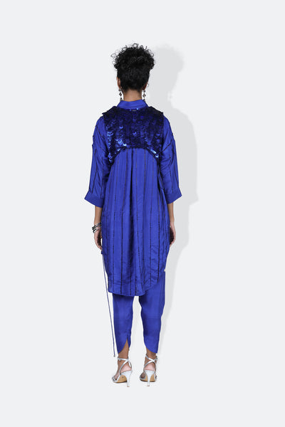 431-88 by Shweta Kapur Mara Shirt Electric Blue indian designer wear online shopping melange singapore