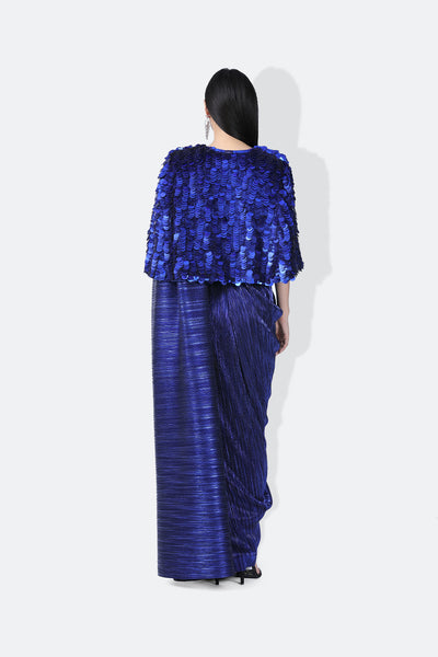 431-88 by Shweta Kapur Max Cape Electric Blue indian designer wear online shopping melange singapore