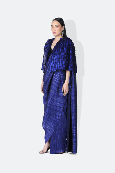 431-88 by Shweta Kapur Max Cape Electric Blue indian designer wear online shopping melange singapore