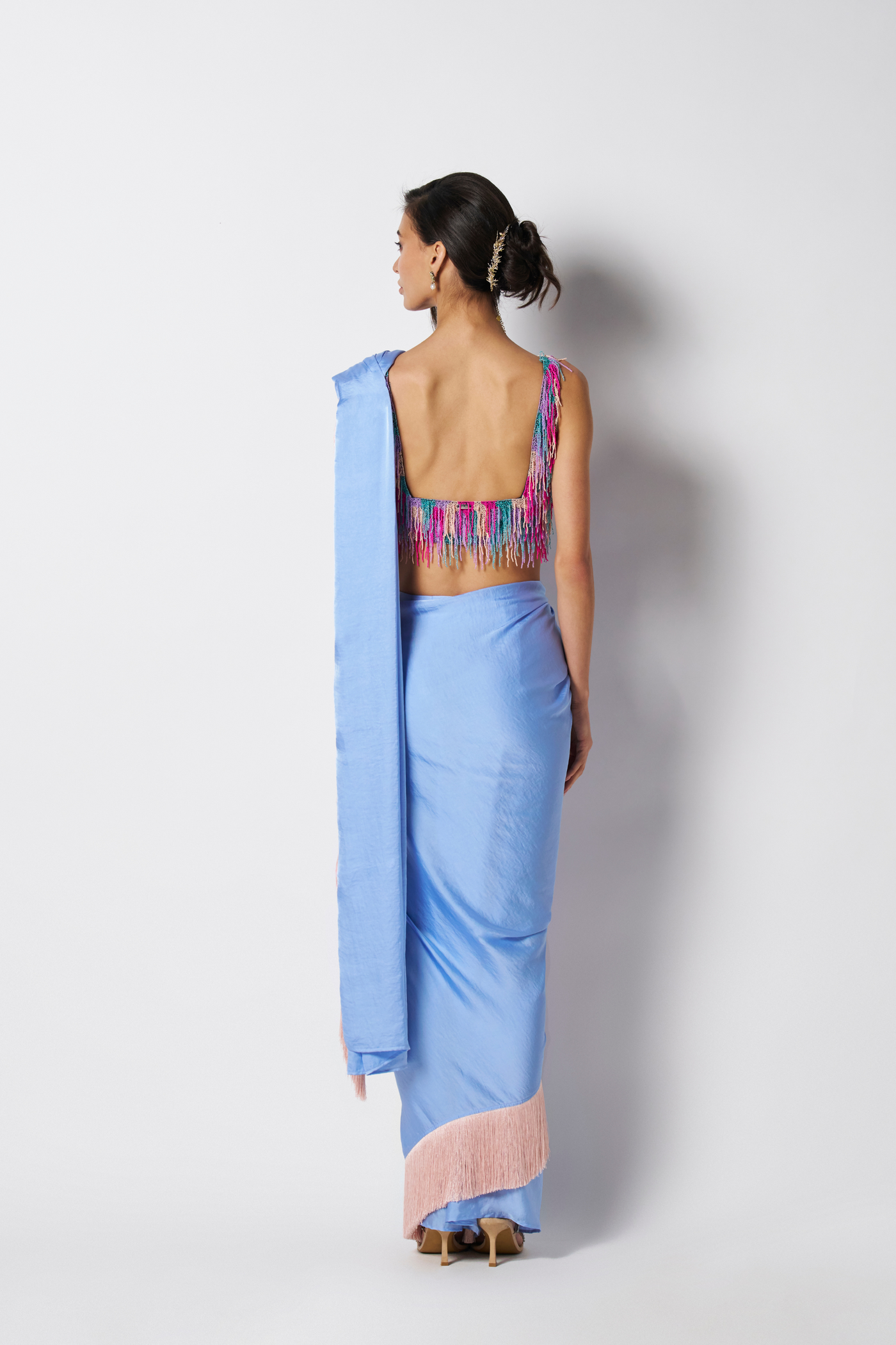 431-88 by Shweta Kapur Noor Fringe Sari Indian designer wear online shopping melange singapore
