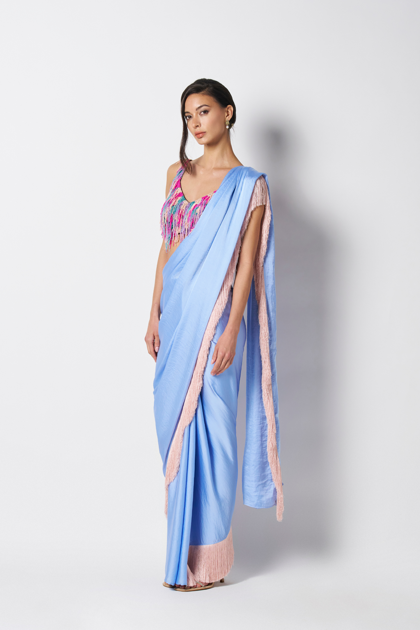 431-88 by Shweta Kapur Noor Fringe Sari Indian designer wear online shopping melange singapore
